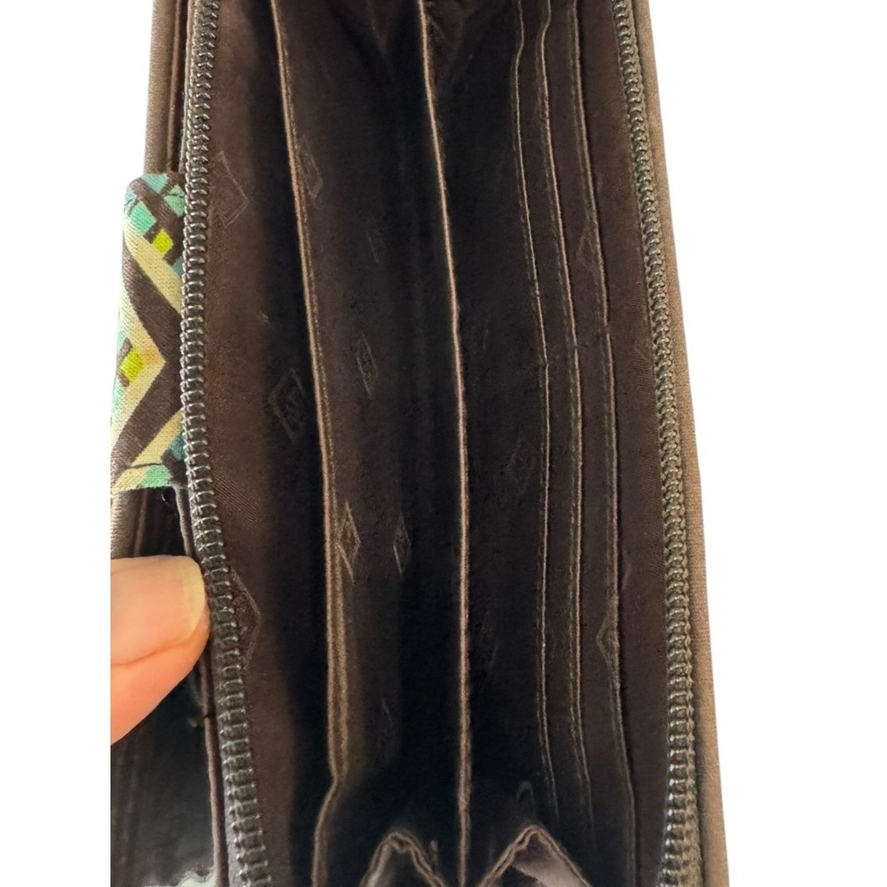 Vera Bradley Rain Forest RFID Turn Lock Wallet Quilted Zip Around - Picture 4 of 5